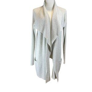 Kerisma Grey Waterfall Cardigan Sweater Medium Open Front Ribbed Wool Blend M205